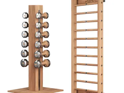 Dumbbels set and stall bars PENT 3D model