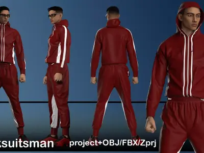 Tracksuits man Low-poly 3D model