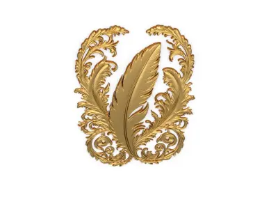 feather decor set wall mural 07 3D model