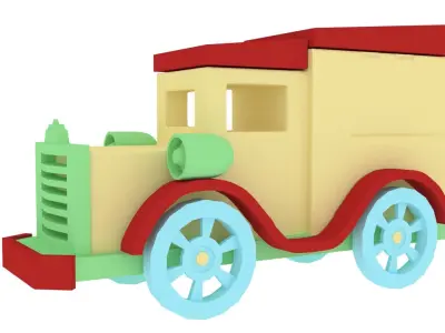 Low Poly Vintage Toy Car 3D Model Low-poly 3D model