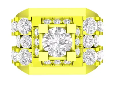 A7179 Korean Fashion Diamond Ring for Businessmen 3D Model 3D print model