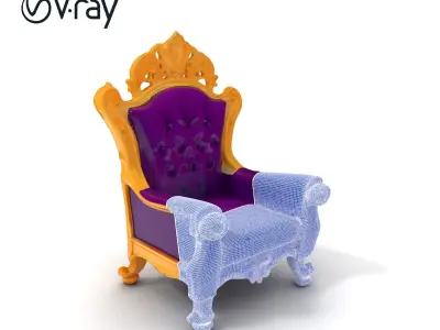 Ornate Royal Throne Chair Model Pack Low-poly 3D model