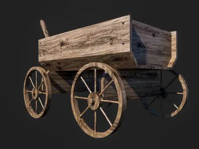 Old wooden cart Free 3D model