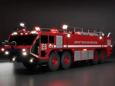 Airport Fire Truck ARFF Crash Tender 8x8 3D model