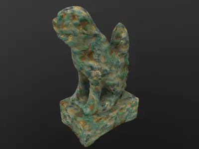 Dog Statue AR VR PBR  Lowpoly with game ready 3d Model Low-poly 3D model