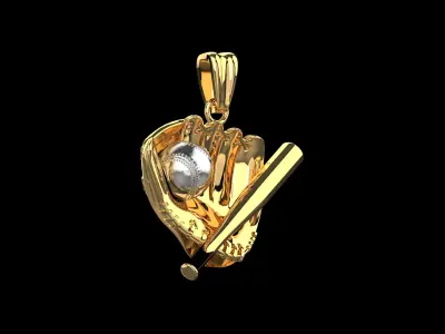 Baseball Glove Ball and Bat Pendant N235 3D print model