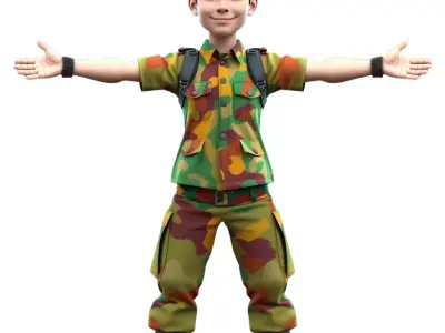 Camouflage Soldier Character model pack Low-poly 3D model