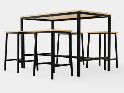Lorca Non-wood Cafe Set Low-poly 3D model