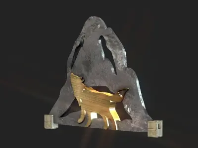 Wolf mountain stand Decoration Low-poly 3D model