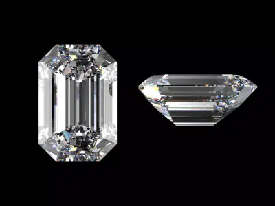 Emerald Cut Diamond - All Sizes 3D model