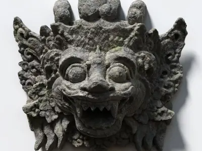 Stone Barong Temple Guardian Low-poly 3D model