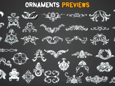 150 Premium Ornamental Brushes  and  IMM  Vol 35 Low-poly 3D model