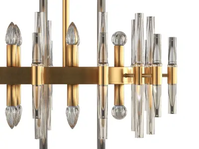 Modern Glass Living Room Chandelier in Brass 3D model