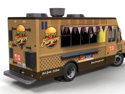 Freightlier food truck Low-poly 3D model