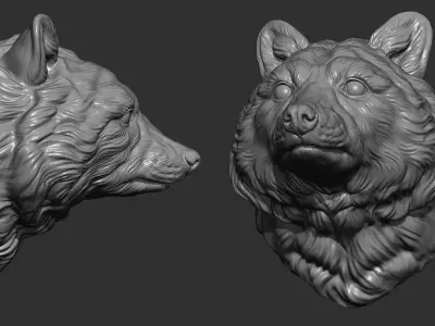 Raccoon head 3D print model