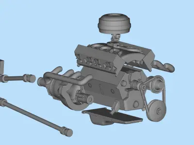 V8 Engine download Free 3D model KIT for old pickup truck Free 3D print model