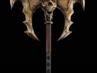 Axe skull collection-game assets Low-poly 3D model