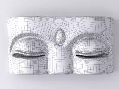 Antique Wooden Buddha Mask Wall Hanging 3D model