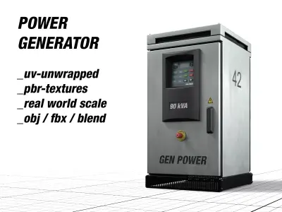 Electric Power Generator Low-poly 3D model