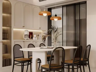 Modern living room dining room interior scenes 237 3D model
