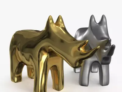Rhino Figurines Statuette Low-poly 3D model