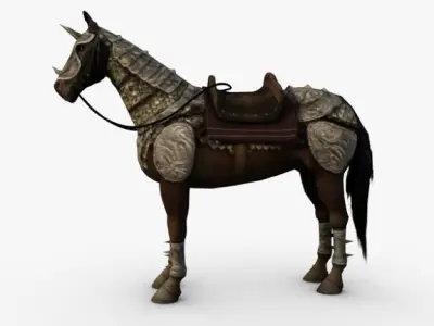Horse with armor Low-poly 3D model