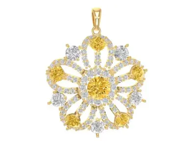 Luxury Flower Diamond Pendant Jewelry 878 3D print model