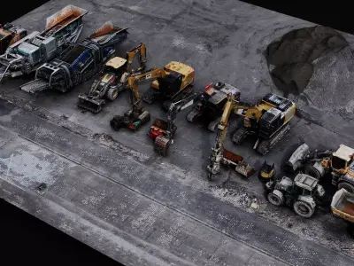 construction-site vehicles trucks machinery photogrammetry Low-poly 3D model