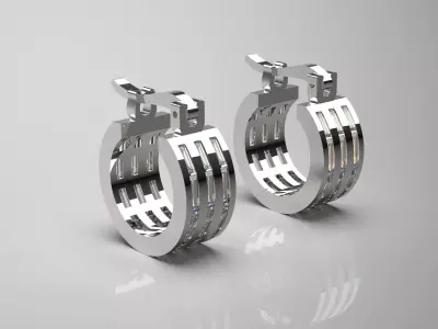 White Gold and Diamond Hoop STL earring  je0052 3D print model