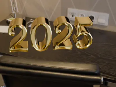 3D 2025 Year Numbers - Celebratory Design  Low-poly 3D model