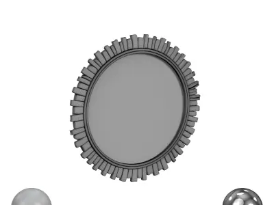 Wood Rounded Mirror 3D model