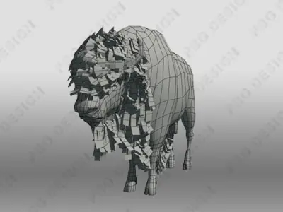 Buffalo bison - bison Low-poly 3D model