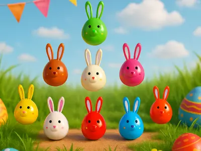 Easter Rabbit Eggs Low-poly 3D model