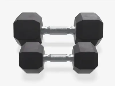 Hexagonal dumbbells rubberized 02 3D model