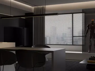 Modern living room dining room interior scenes 573 3D model