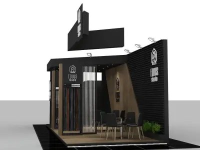 Booth Exhibition Stand 3 Side Open  Stall 900x350xm Height 350cm 3D model
