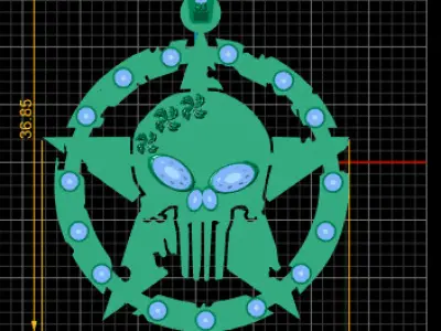 SKULL FACE BADGE PENDANT  3D print model