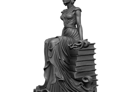 ELEGANT LADY ON BOOKS STATUE  3D PRINT MODEL 3D print model