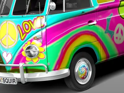 Volkswagen Camper Van 1950 Hippy 3D model