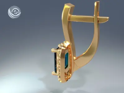 Earrings with Blue Topaz Free 3D print model