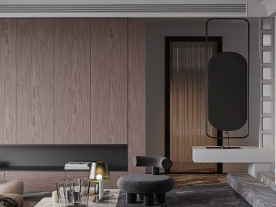 Modern living room dining room interior scenes 228 3D model