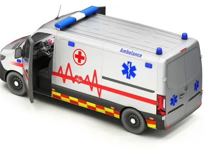 Ambulance Car 1-V5 Low-poly 3D model