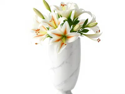 Elegant Marble Vase with Lilies Model Pack Low-poly 3D model