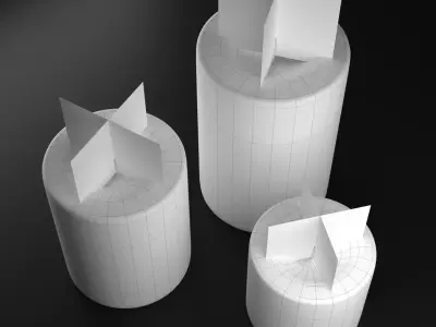 Festive Burning Pillar Candles Low-poly 3D model