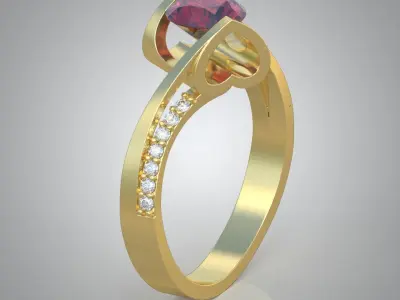 Diamond ring 0349 3D printable model Free 3D print model