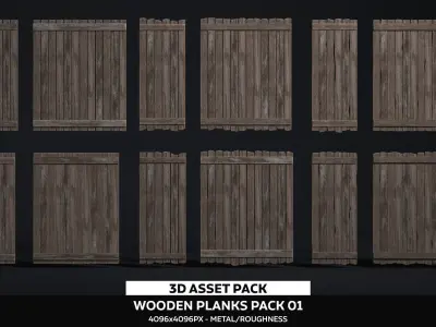 Wooden Planks Pack 01 Low-poly 3D model