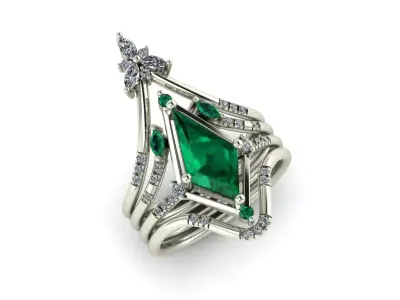 Engagement Emerald Ring 3D print model