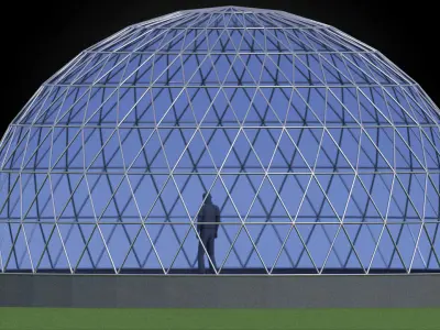 Geodesic dome like structure with triangulated structure Low-poly 3D model