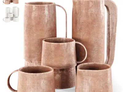 Arita Houen Ceramic Mugs  Low-poly 3D model