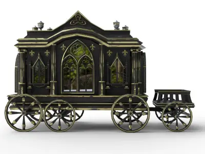 Stylized Luxury Wooden Carriage Low-poly 3D model
